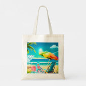 Paraplu's, surfplanken en bomen op het strand tote bag (Achterkant)