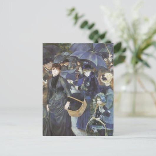 Paraplu's van Pierre Renoir,  impressionisme Briefkaart (Staand voorkant)