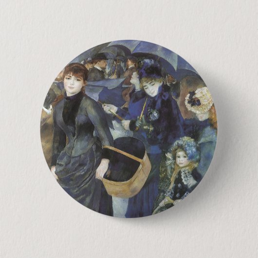 Paraplu's van Pierre Renoir, impressionisme Ronde Button 5,7 Cm (Voorkant)