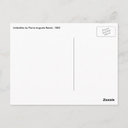 Paraplu's van Pierre Renoir, Oude Impressionistiek Briefkaart (Achterkant)