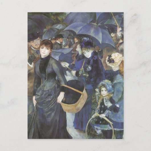 Paraplu's van Pierre Renoir, Vintage Impressionism Briefkaart (Voorkant)