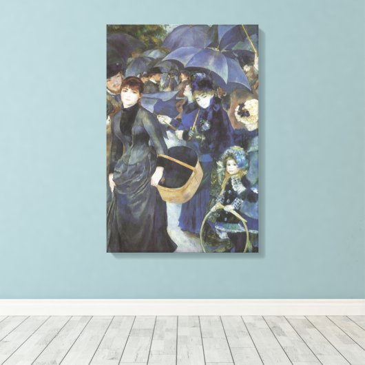 Paraplu's van Pierre Renoir, Vintage Impressionism Canvas Afdruk (Insitu (Houten vloer))