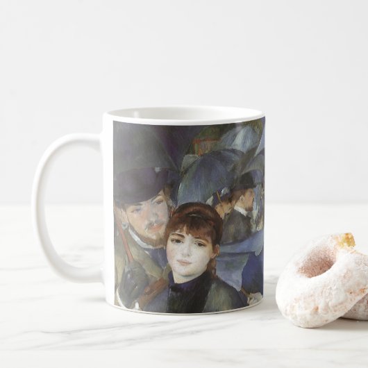 Paraplu's van Pierre Renoir, Vintage Impressionism Koffiemok (Met donut)