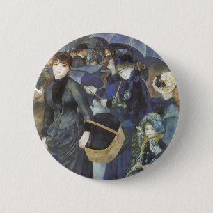 Paraplu's van Pierre Renoir, Vintage Impressionism Ronde Button 5,7 Cm