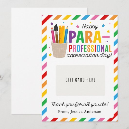 Paraprofessional Appreciation Day Gift Card Holder Kaart (Voorkant / Achterkant)