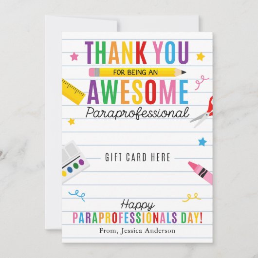Paraprofessional Appreciation Day Gift Card Holder Kaart (Voorkant)