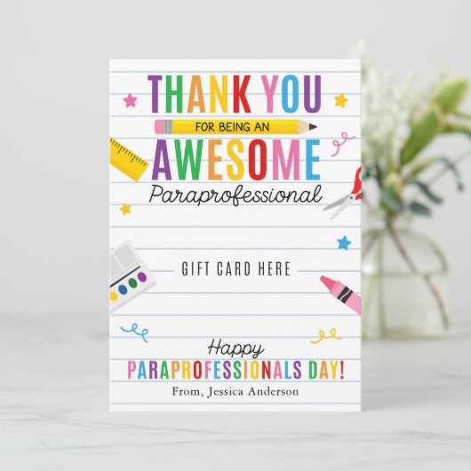 Paraprofessional Appreciation Day Gift Card Holder Kaart (Staand voorkant)
