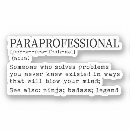 Paraprofessional Definition, Para Teacher Gift Sticker (Voorkant)
