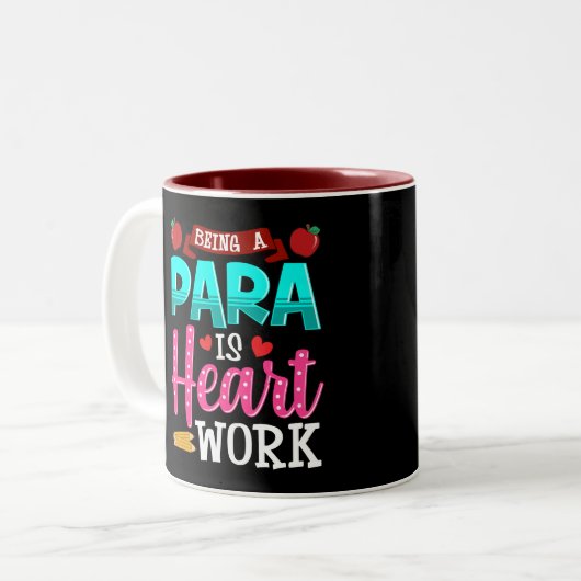 Paraprofessional Gift Beeld a para is hartwerk Tweekleurige Koffiemok (Voorkant links)