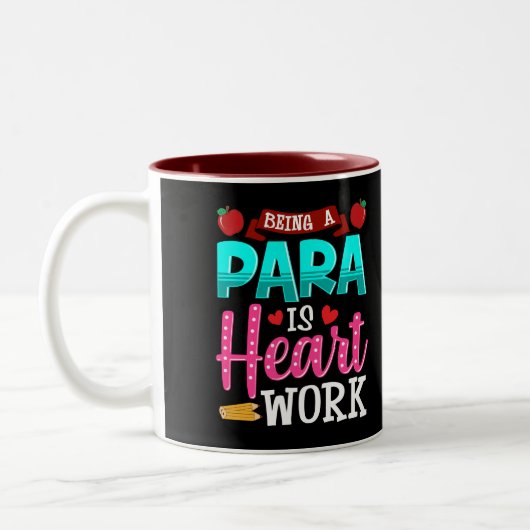 Paraprofessional Gift Beeld a para is hartwerk Tweekleurige Koffiemok (Links)