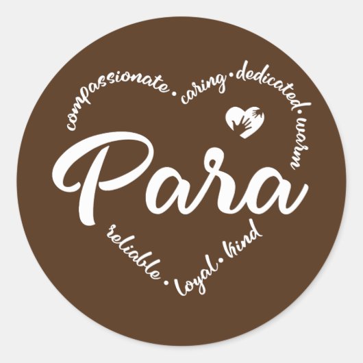 Paraprofessional Heart Para Teacher Assistant Ronde Sticker (Voorkant)