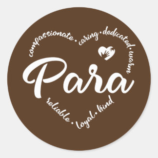 Paraprofessional Heart Para Teacher Assistant Ronde Sticker
