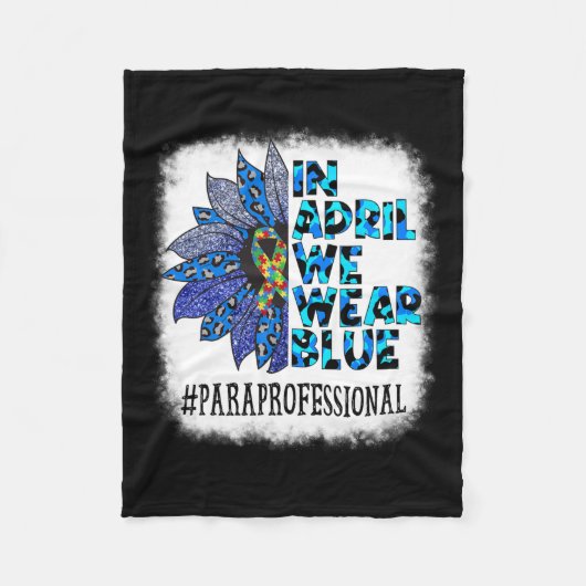 Paraprofessional in april Draag we Blue Autism Awa Fleece Deken (Voorkant)