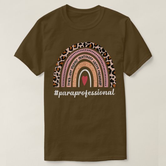 Paraprofessional life boho leopard regenboog terug t-shirt (Design voorkant)