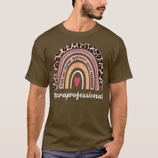 Paraprofessional life boho leopard regenboog terug t-shirt