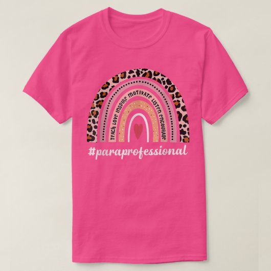 Paraprofessional life boho leopard regenboog terug t-shirt (Design voorkant)
