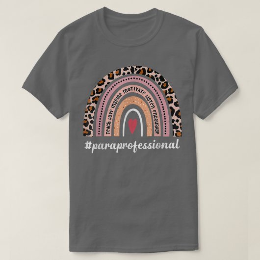 Paraprofessional life boho leopard regenboog terug t-shirt (Design voorkant)