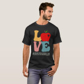 Paraprofessional Love Apple Groovy Retro Cute Back T-shirt (Voorkant volledig)