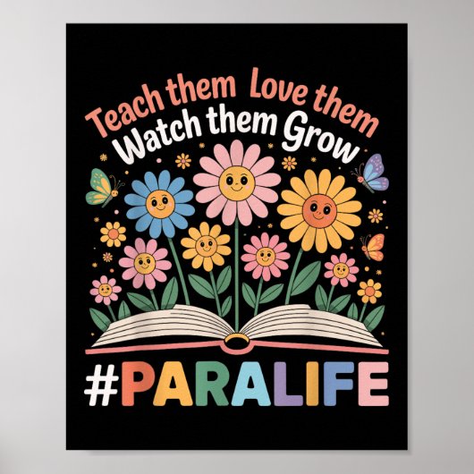 ParaProfessional Para Life Flower Teacher Terug na Poster (Voorkant)