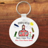 Parapros hebben ook klasse! Crayons en Schoolhouse Sleutelhanger (Voorkant)