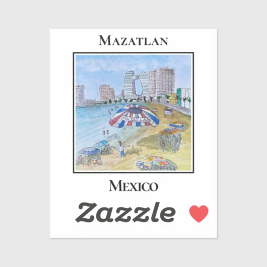 Parasailing boven de Mazatlán-skyline Sticker (Vel)