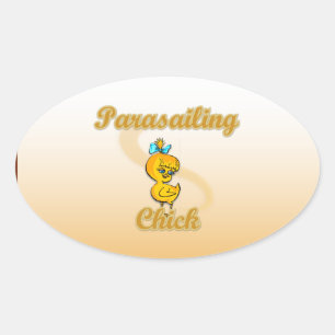 Parasailing Chick Ovale Sticker