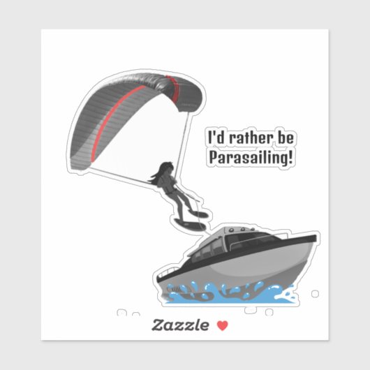 Parasailing Design Custom-Cut Vinyl Sticker (Vel)