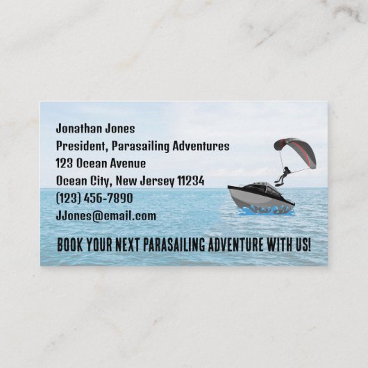 Parasailing design visitekaartje (Achterkant)