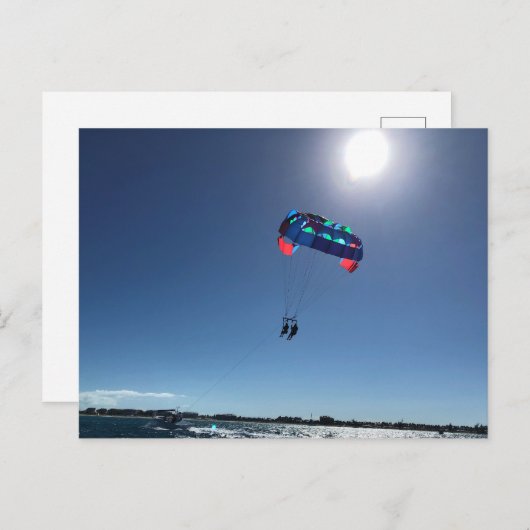 Parasailing op het strand feestdagenkaart (Voorkant / Achterkant)
