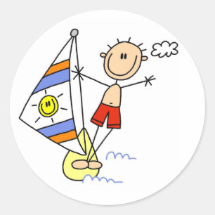 Parasailing Stick Figuur Ronde Sticker