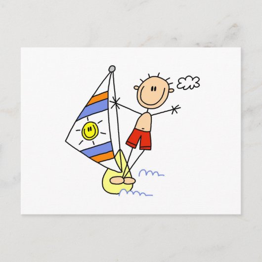 Parasailing Stickfiguur Briefkaart (Voorkant)