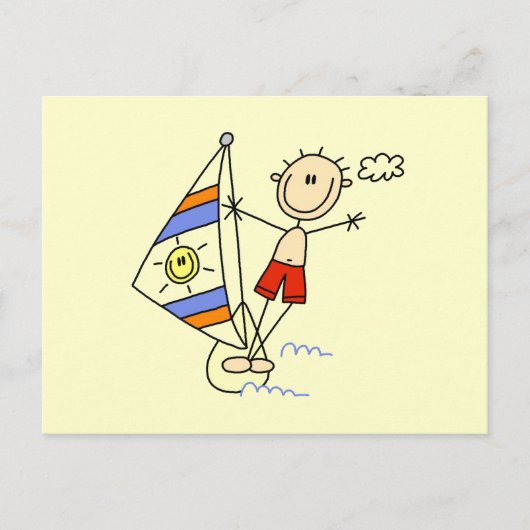 Parasailing Stickfiguur Briefkaart (Voorkant)