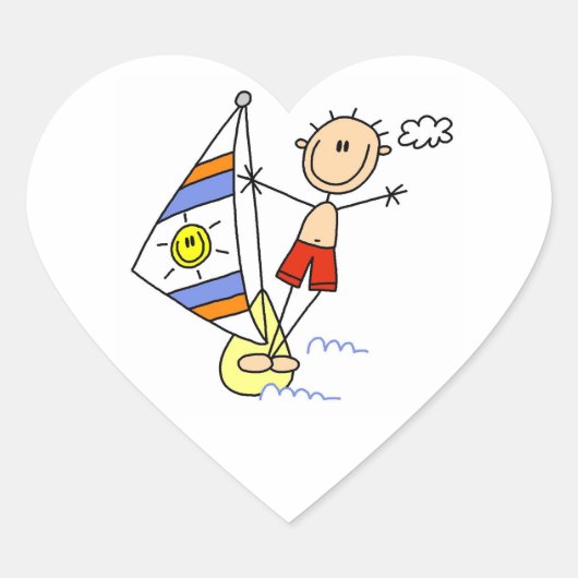 Parasailing Stickfiguur Hart Sticker (Voorkant)