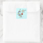 Parasailing Stokfiguur Vierkante Sticker (Tas)