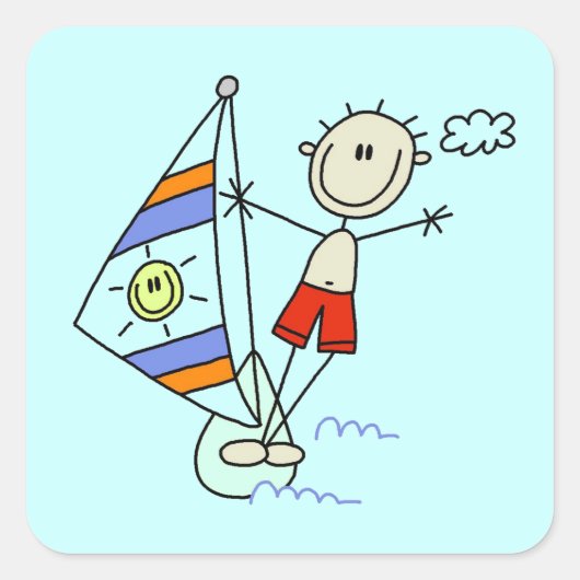 Parasailing Stokfiguur Vierkante Sticker (Voorkant)