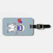 Parasaurolophus Astronaut met Amerikaanse vlag. Bagagelabel (Voorkant horizontaal)