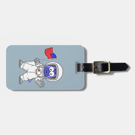 Parasaurolophus Astronaut met Amerikaanse vlag. Bagagelabel (Voorkant horizontaal)