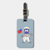 Parasaurolophus Astronaut met Amerikaanse vlag. Bagagelabel (Voorkant verticaal)
