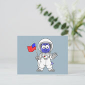 Parasaurolophus Astronaut met Amerikaanse vlag. Briefkaart (Staand voorkant)
