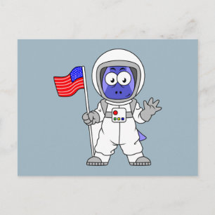 Parasaurolophus Astronaut met Amerikaanse vlag. Briefkaart