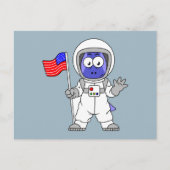 Parasaurolophus Astronaut met Amerikaanse vlag. Briefkaart (Voorkant)