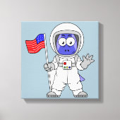 Parasaurolophus Astronaut met Amerikaanse vlag. Canvas Afdruk (Voorkant)