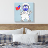 Parasaurolophus Astronaut met Amerikaanse vlag. Canvas Afdruk (Insitu (Slaapkamer))