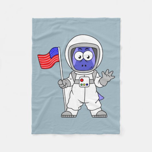 Parasaurolophus Astronaut met Amerikaanse vlag. Fleece Deken (Voorkant)