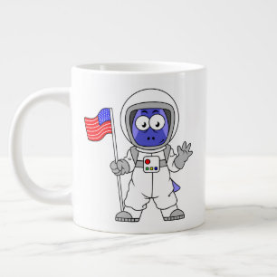 Parasaurolophus Astronaut met Amerikaanse vlag. Grote Koffiekop