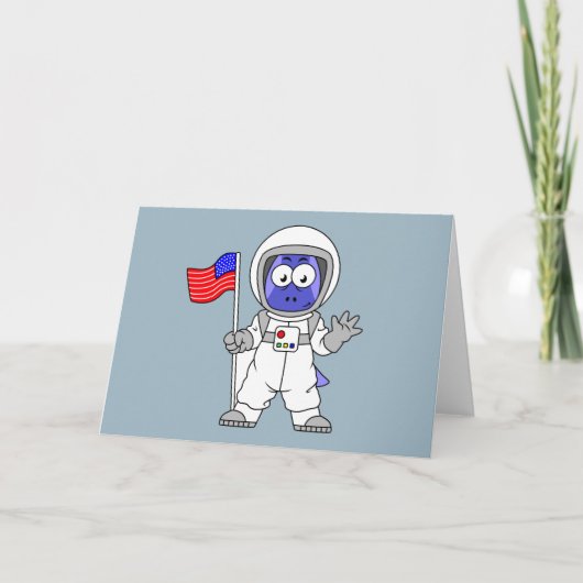 Parasaurolophus Astronaut met Amerikaanse vlag. Kaart (Voorkant)