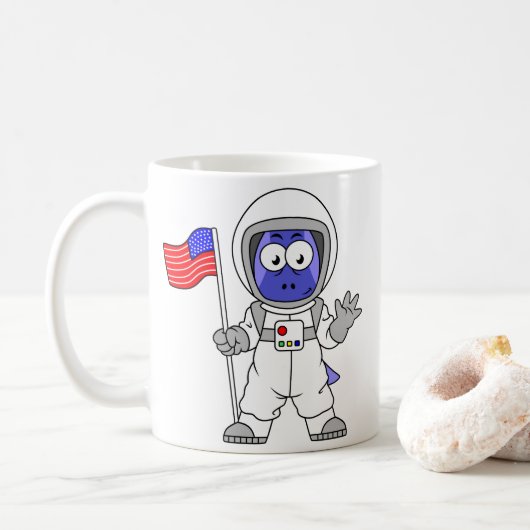 Parasaurolophus Astronaut met Amerikaanse vlag. Koffiemok (Met donut)