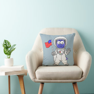 Parasaurolophus Astronaut met Amerikaanse vlag. Kussen