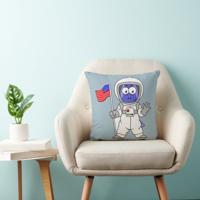 Parasaurolophus Astronaut met Amerikaanse vlag. Kussen (Stoel)