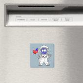 Parasaurolophus Astronaut met Amerikaanse vlag. Magneet (Insitu (Vaatwasser))